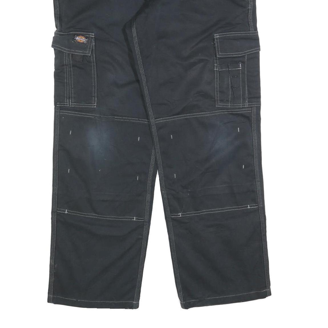 DICKIES Mens Cotton Blend Black Relaxed Cargo Trousers W36 L32 Workwear Utility