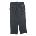 DICKIES Mens Cotton Blend Black Relaxed Cargo Trousers W36 L32 Workwear Utility