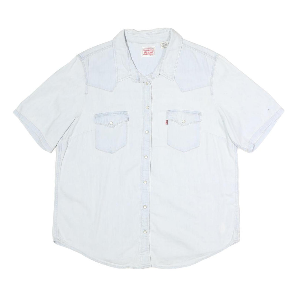 LEVI'S Womens White Denim Shirt XL Cotton Casual Short Sleeve Button
