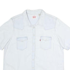 LEVI'S Womens White Denim Shirt XL Cotton Casual Short Sleeve Button