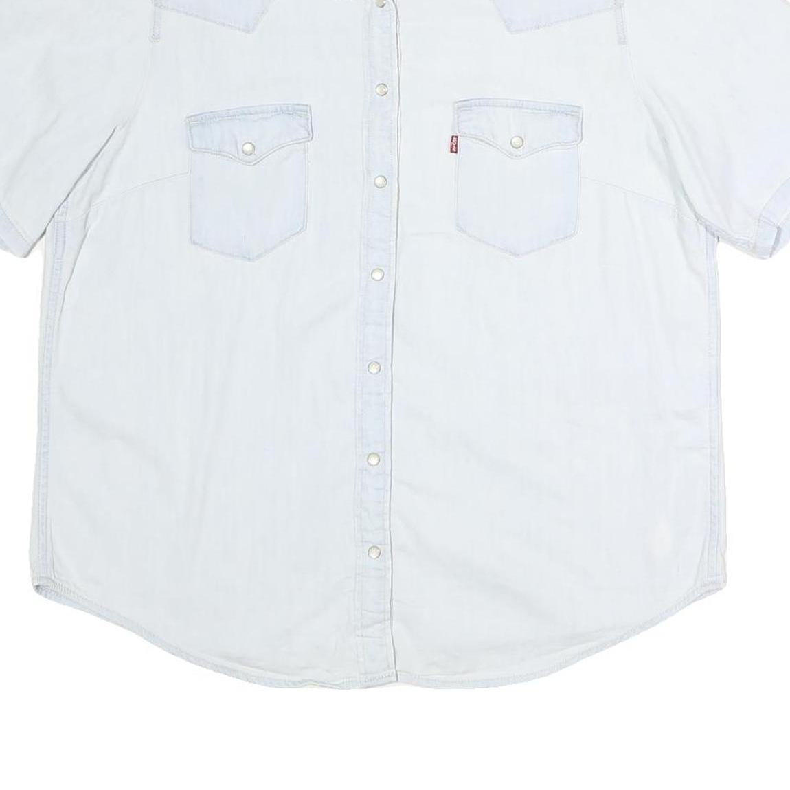 LEVI'S Womens White Denim Shirt XL Cotton Casual Short Sleeve Button