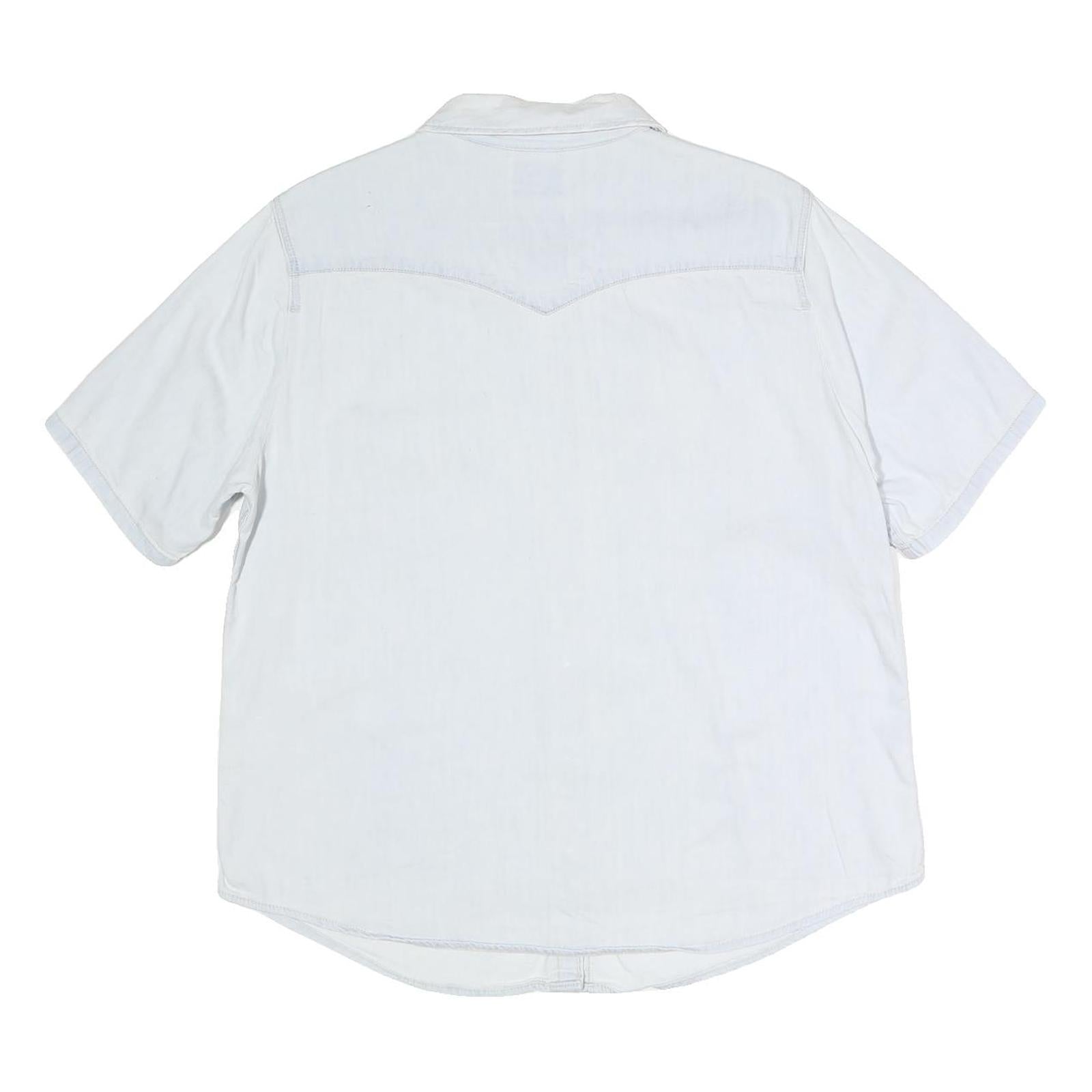 LEVI'S Womens White Denim Shirt XL Cotton Casual Short Sleeve Button