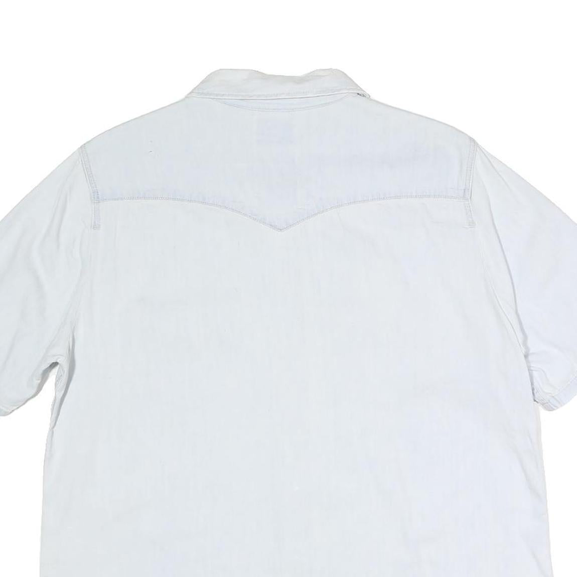 LEVI'S Womens White Denim Shirt XL Cotton Casual Short Sleeve Button