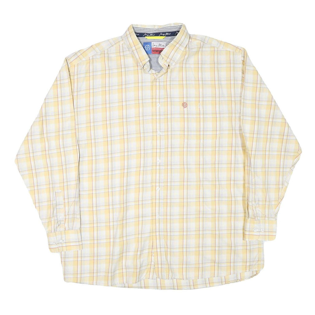 WRANGLER Mens Yellow & White Check Shirt 2XL Button Down Cotton Blend Casual
