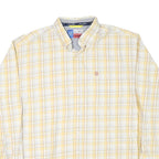 WRANGLER Mens Yellow & White Check Shirt 2XL Button Down Cotton Blend Casual