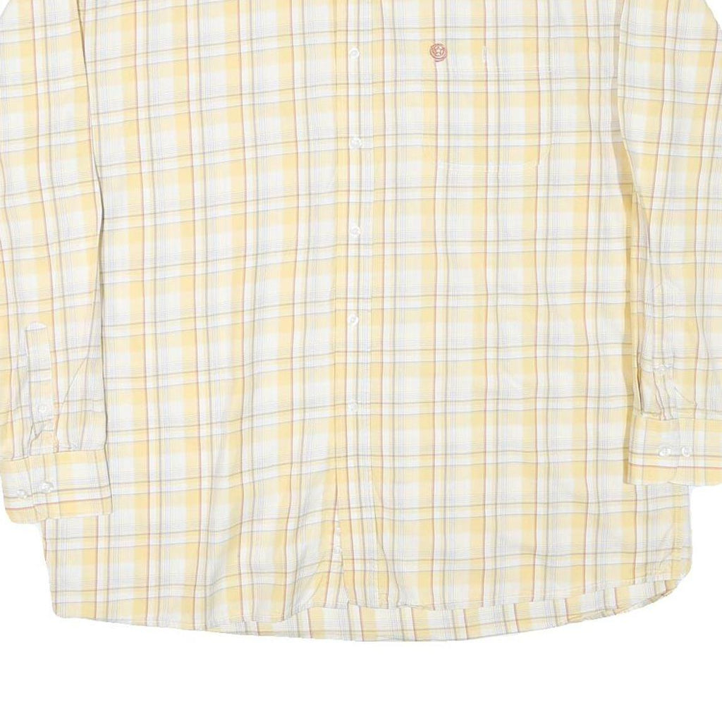 WRANGLER Mens Yellow & White Check Shirt 2XL Button Down Cotton Blend Casual