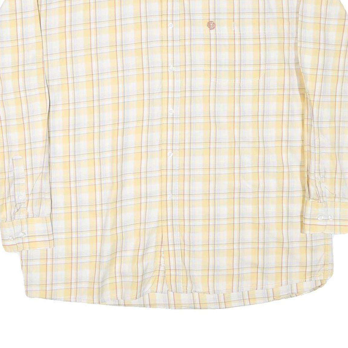 WRANGLER Mens Yellow & White Check Shirt 2XL Button Down Cotton Blend Casual