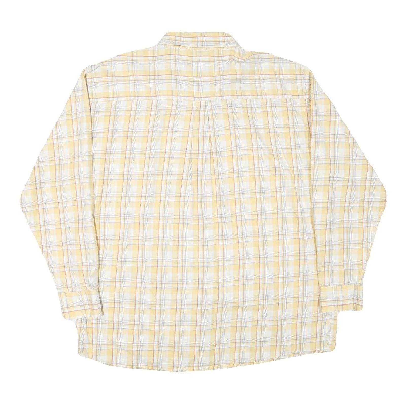 WRANGLER Mens Yellow & White Check Shirt 2XL Button Down Cotton Blend Casual
