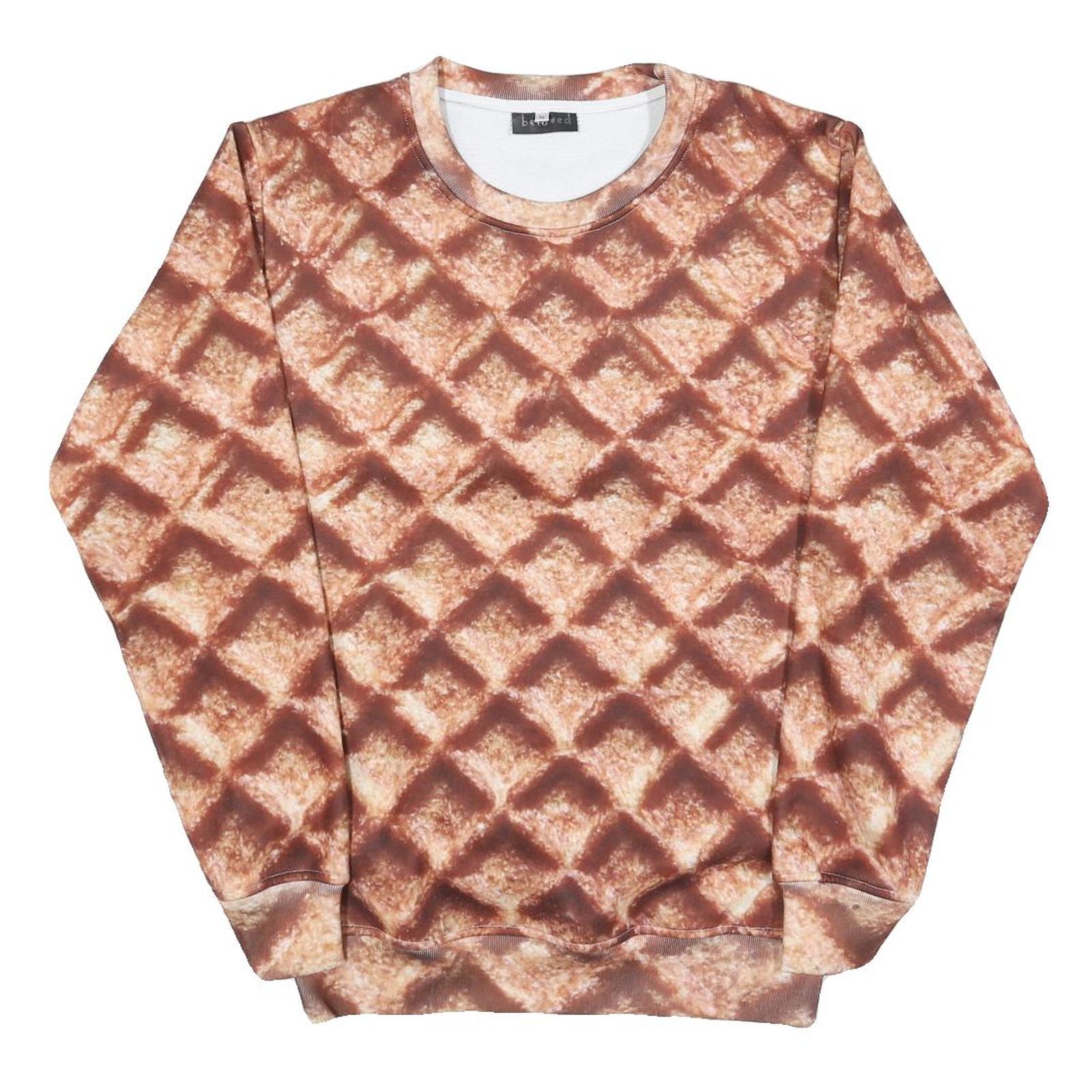BELOVED Womens Brown Crew Neck M Printed Polyester Sweatshirt Pullover