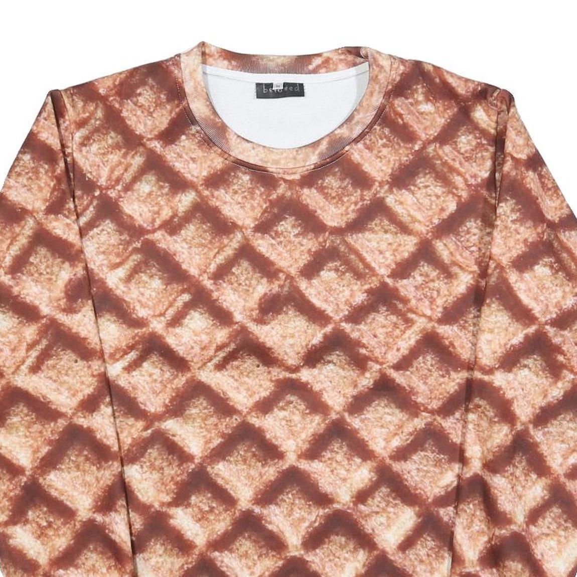BELOVED Womens Brown Crew Neck M Printed Polyester Sweatshirt Pullover