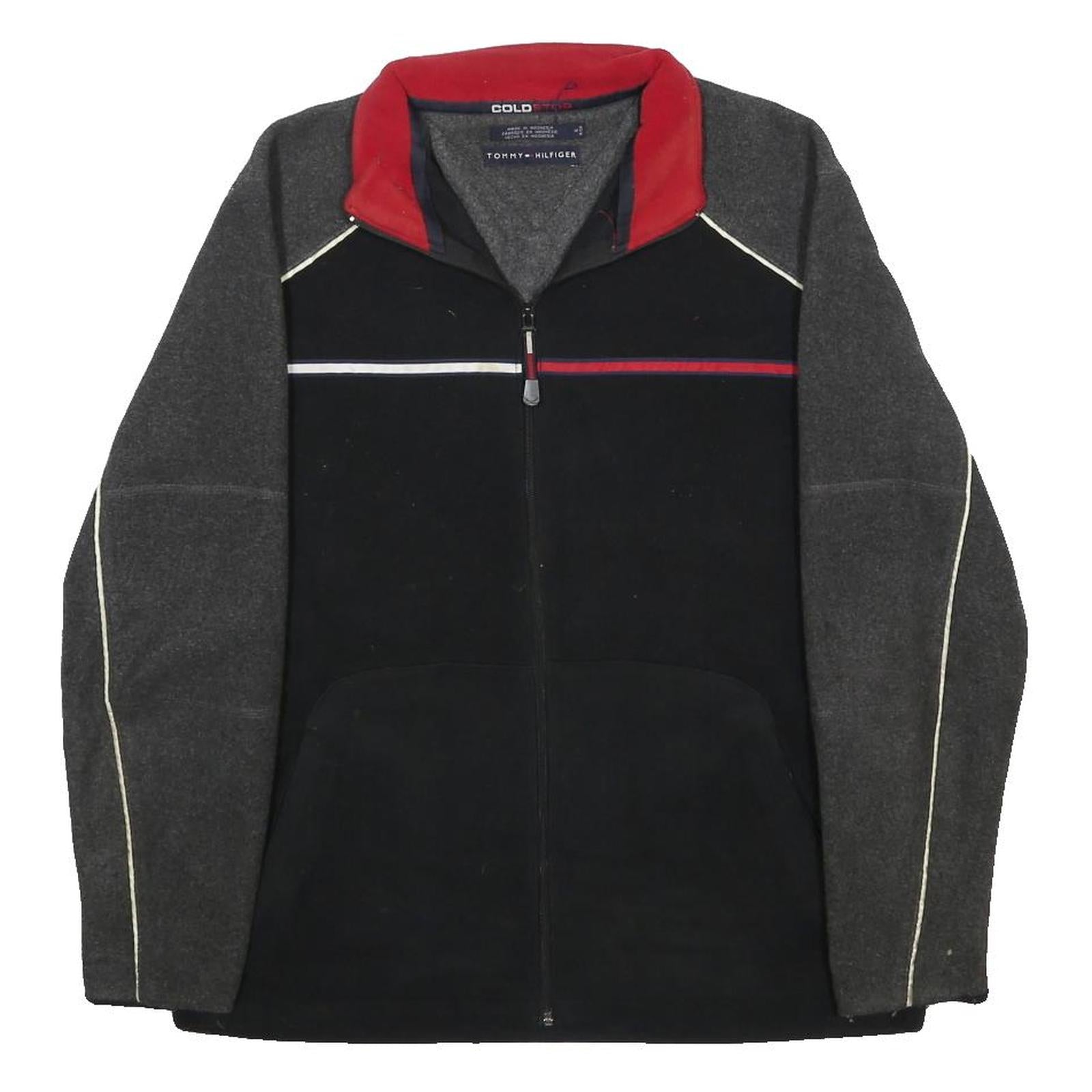 TOMMY HILFIGER Mens Black & Grey Colourblock Zip Jacket S Polyester Cold Pro