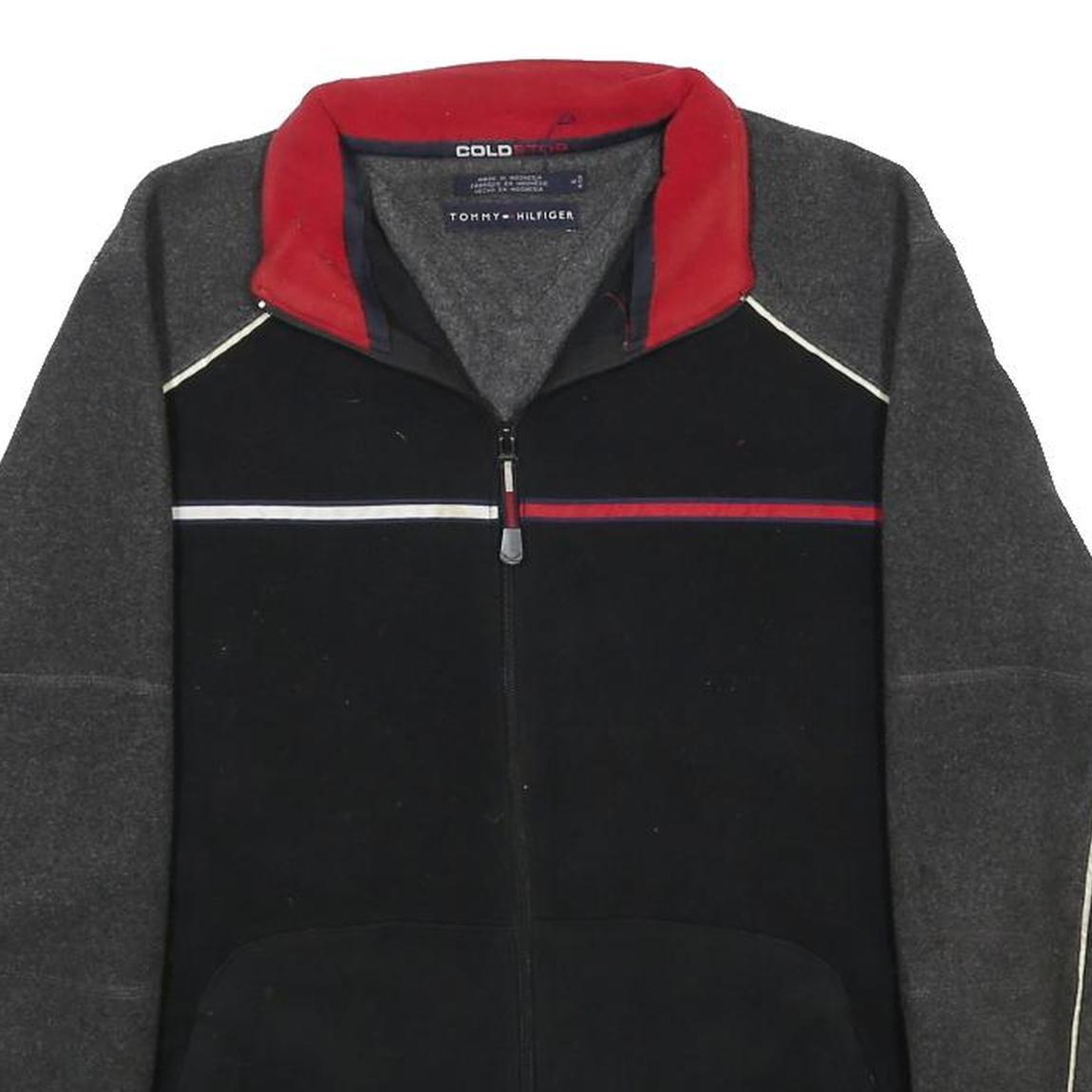 TOMMY HILFIGER Mens Black & Grey Colourblock Zip Jacket S Polyester Cold Pro