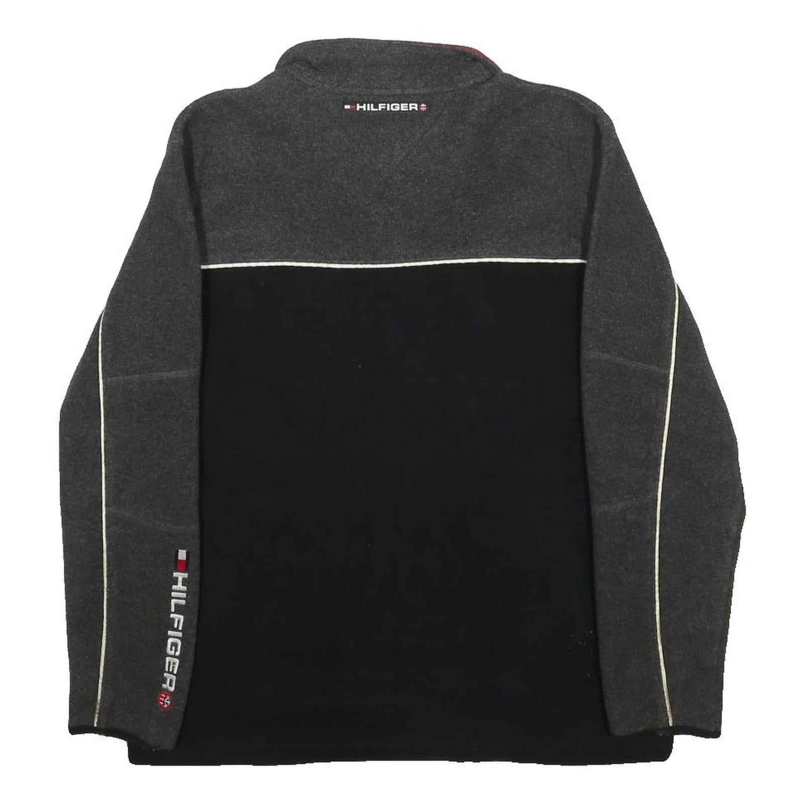 TOMMY HILFIGER Mens Black & Grey Colourblock Zip Jacket S Polyester Cold Pro