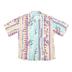 J.T BECKETT Mens Beige & Blue Pattern Silk Shirt M Casual Lightweight Short