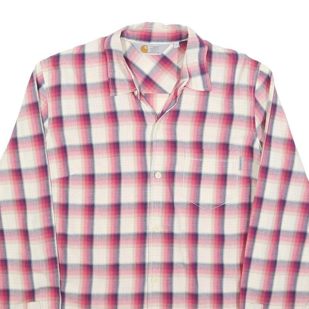 CARHARTT Womens White & Pink Check Shirt S Long Sleeve Button Down Cotton Blend