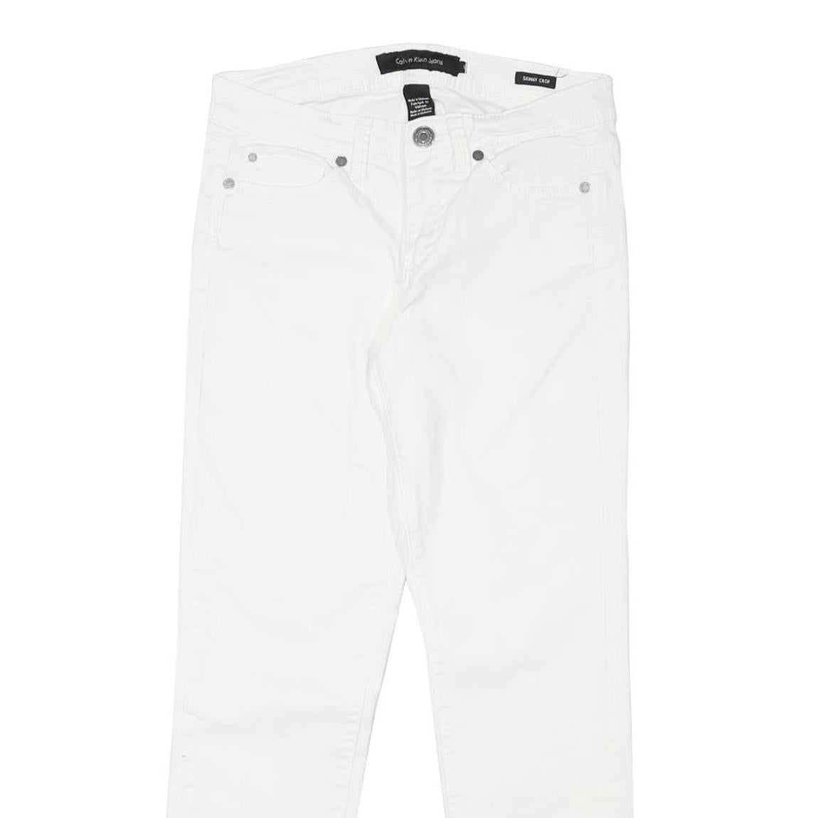 CALVIN KLEIN Womens Cotton Blend White Slim Skinny Trousers W27 L25