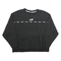 PUMA Mens Black Crew Neck Sweatshirt XL Cotton Blend Logo Tape Casual