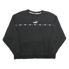 PUMA Mens Black Crew Neck Sweatshirt XL Cotton Blend Logo Tape Casual