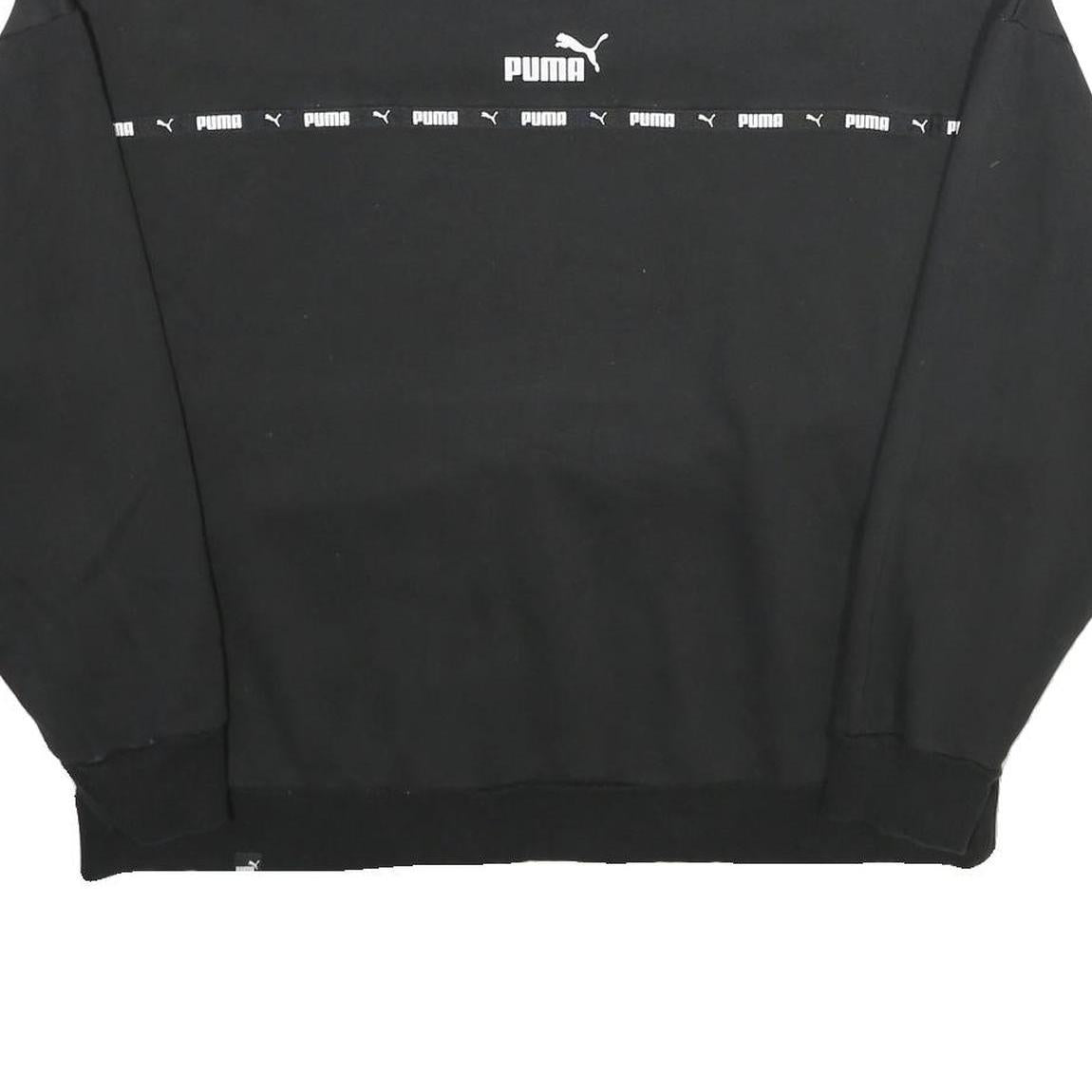 PUMA Mens Black Crew Neck Sweatshirt XL Cotton Blend Logo Tape Casual