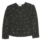 SCALA Womens Black Printed Blouse Long Sleeve Round Neck L Elegant Top