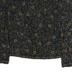 SCALA Womens Black Printed Blouse Long Sleeve Round Neck L Elegant Top