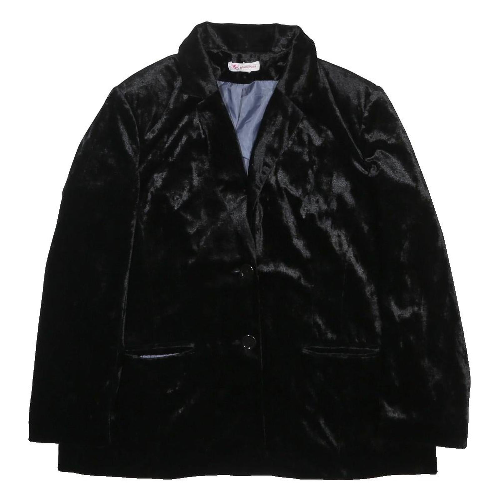 GLAMOROSA Womens Black Velvet Jacket UK 18 Button Closure Regular Fit Elegant