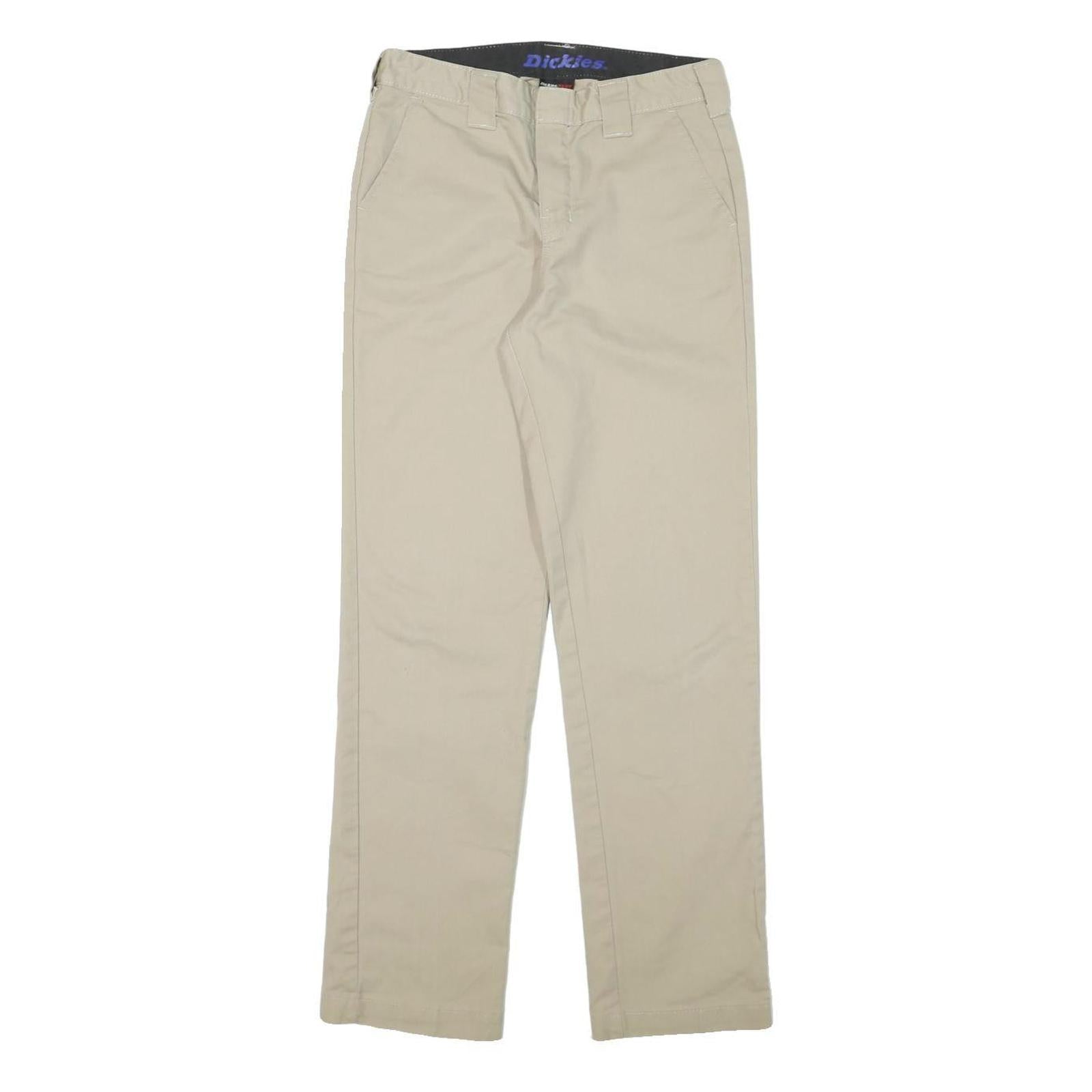 DICKIES Mens Cotton Blend Beige Regular Straight Trousers W27 L28 Workwear