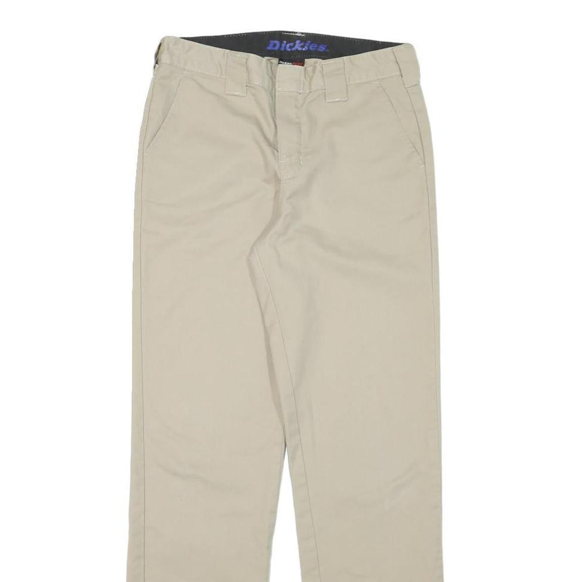 DICKIES Mens Cotton Blend Beige Regular Straight Trousers W27 L28 Workwear