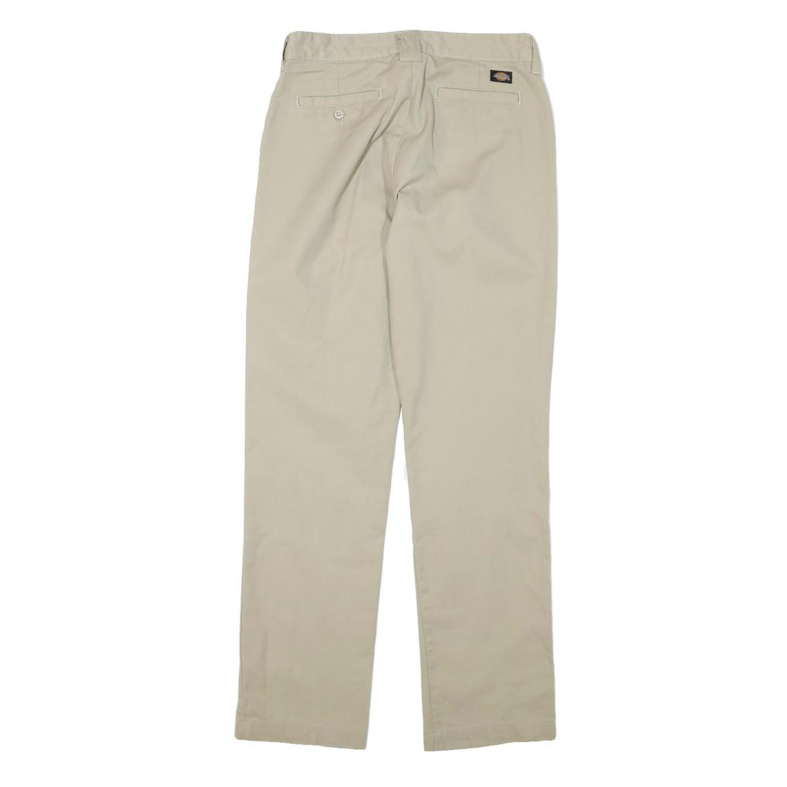 DICKIES Mens Cotton Blend Beige Regular Straight Trousers W27 L28 Workwear
