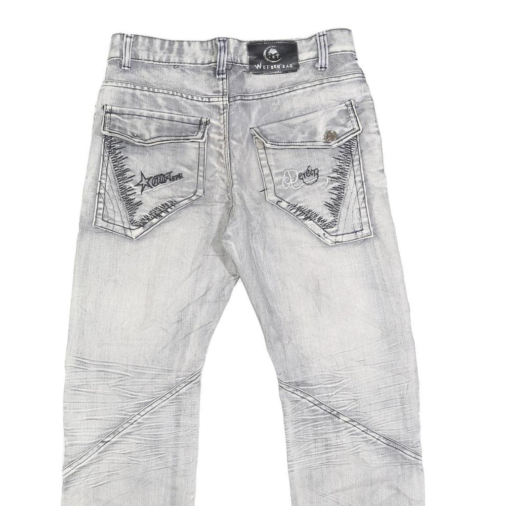 WEI SEN BAO Mens Regular Blue Denim Light Wash Jeans W30 L28 Stylish Comfortable