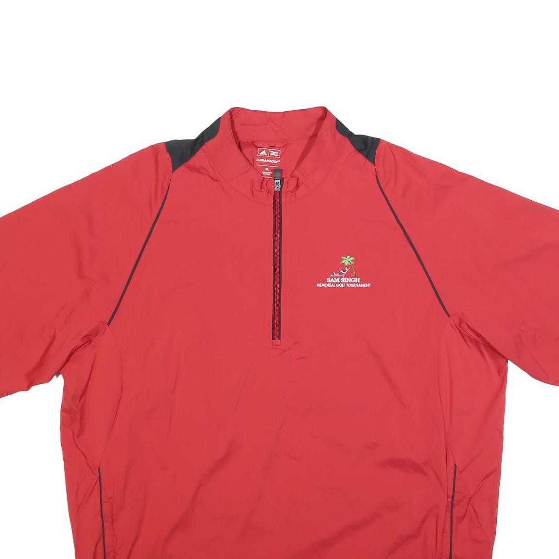 ADIDAS Mens Red Golf Track Zip Jacket XL Polyester Blend Plain Lightweight