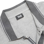DOLCE & GABBANA Mens Grey & Dark Grey Short Sleeve Plain Polo Shirt L D&G Logo