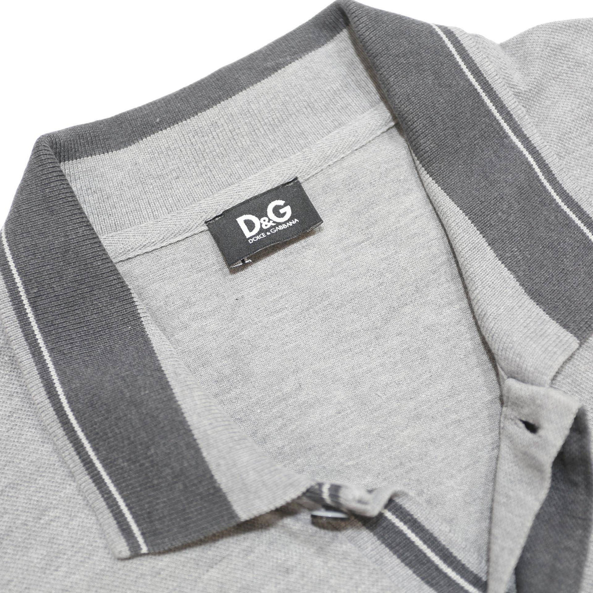DOLCE & GABBANA Mens Grey & Dark Grey Short Sleeve Plain Polo Shirt L D&G Logo