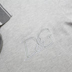 DOLCE & GABBANA Mens Grey & Dark Grey Short Sleeve Plain Polo Shirt L D&G Logo