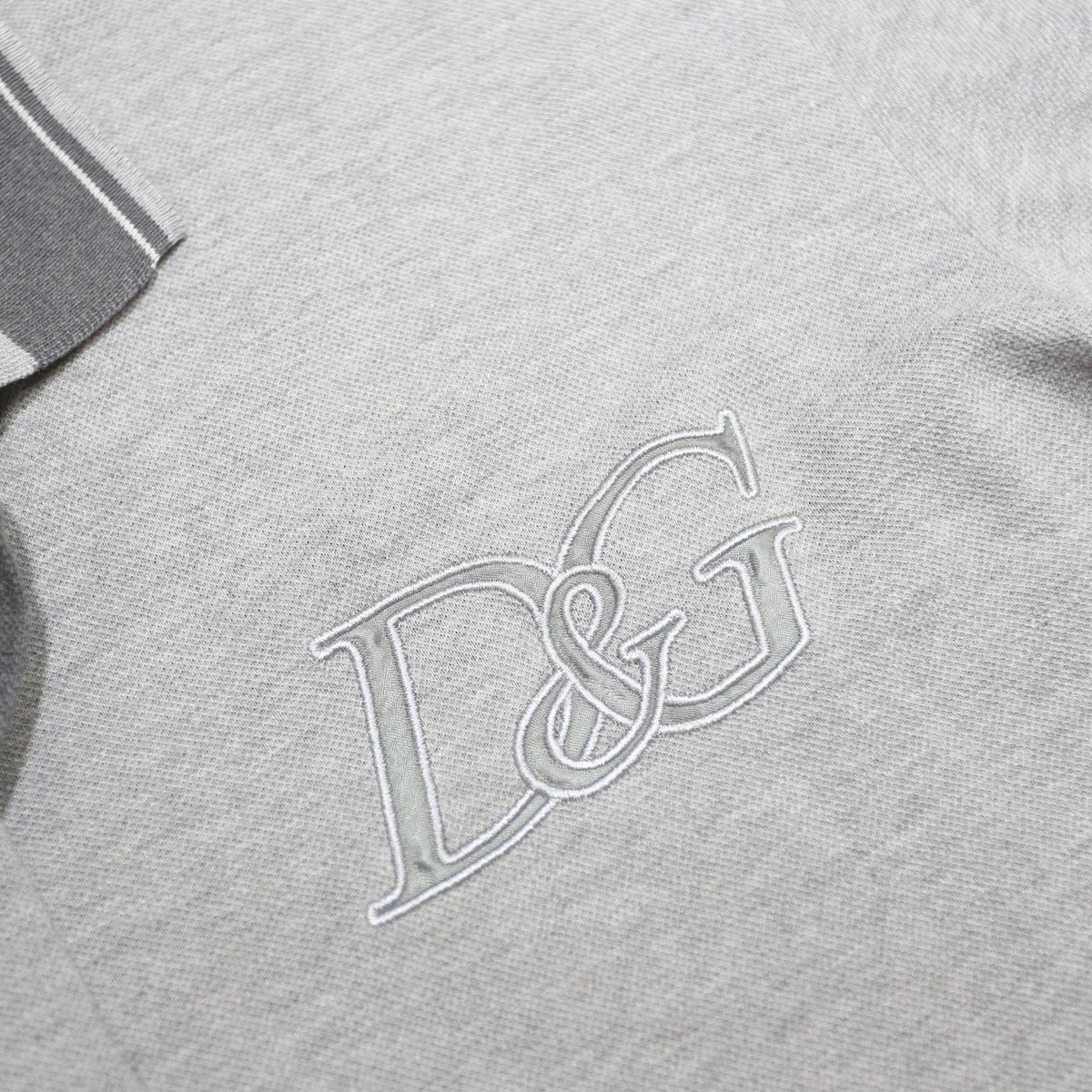 DOLCE & GABBANA Mens Grey & Dark Grey Short Sleeve Plain Polo Shirt L D&G Logo