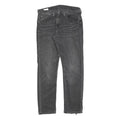 LEVI'S 502 Mens Slim Grey Denim Raw W30 L32 Zip Jeans Distressed Hem