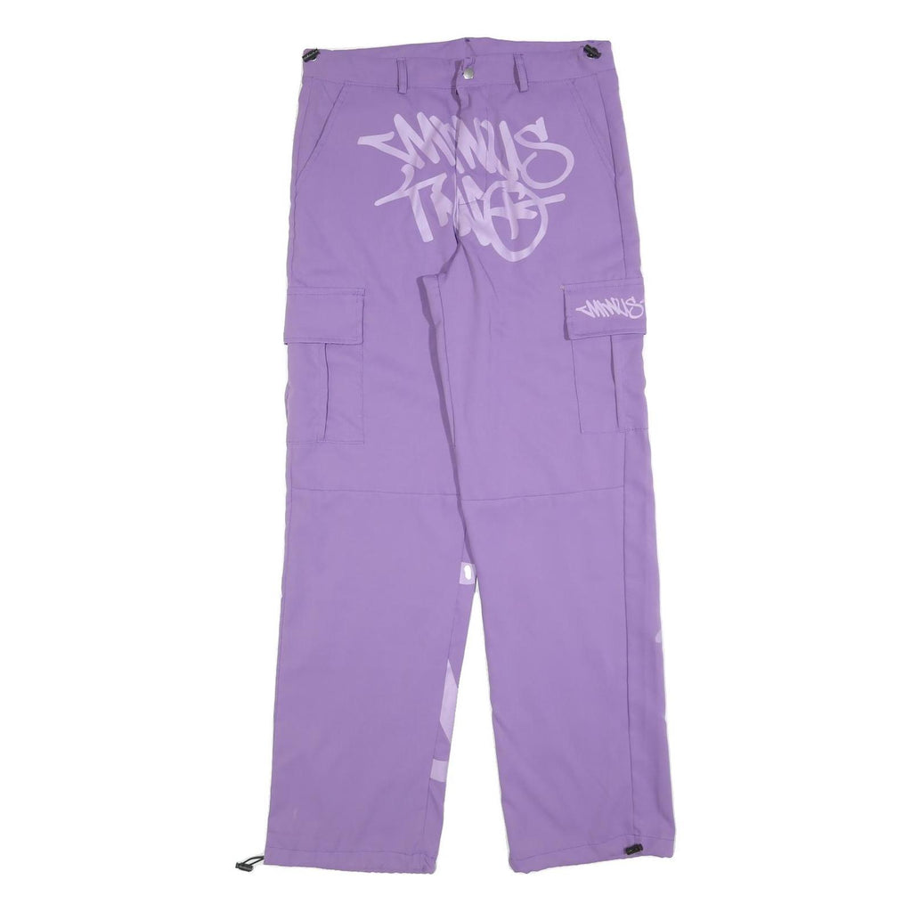 Lilac Womens Relaxed Cargo Trousers W32 L32 Zip Polyester Blend Casual