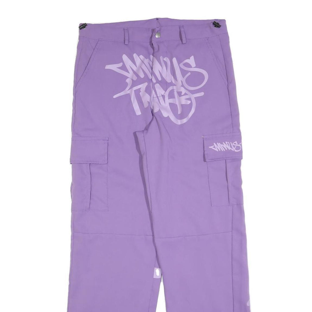 Lilac Womens Relaxed Cargo Trousers W32 L32 Zip Polyester Blend Casual