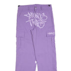 Lilac Womens Relaxed Cargo Trousers W32 L32 Zip Polyester Blend Casual