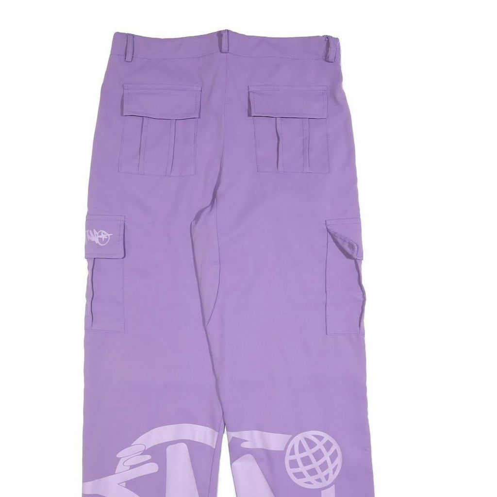 Lilac Womens Relaxed Cargo Trousers W32 L32 Zip Polyester Blend Casual