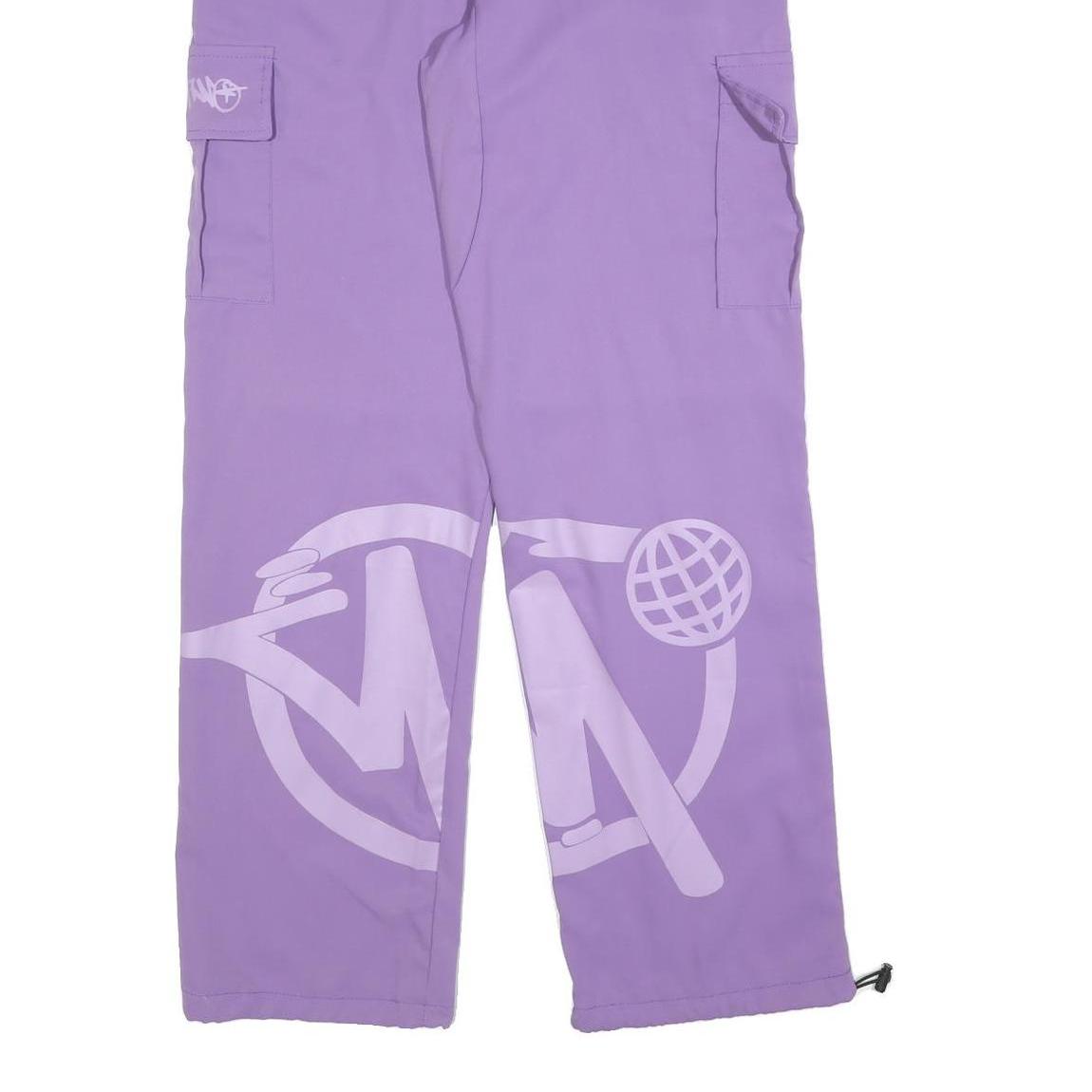 Lilac Womens Relaxed Cargo Trousers W32 L32 Zip Polyester Blend Casual