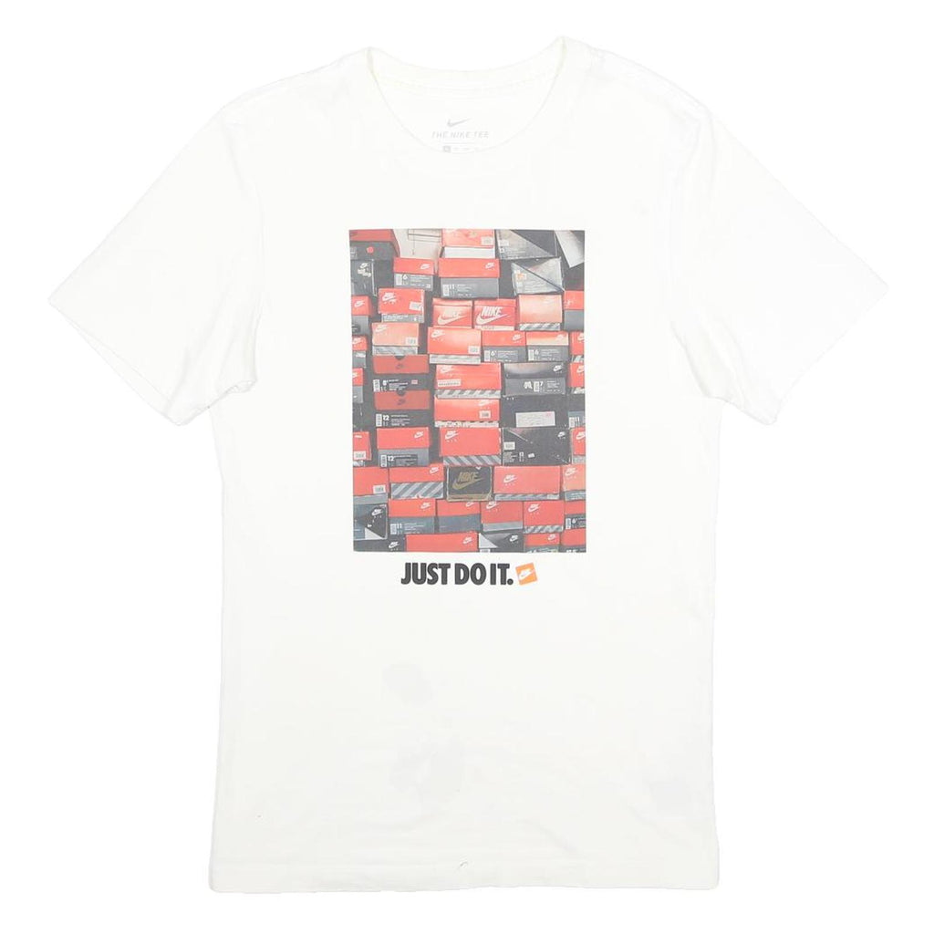 NIKE Mens White Graphic T-Shirt XS Short Sleeve Crew Neck Just Do It