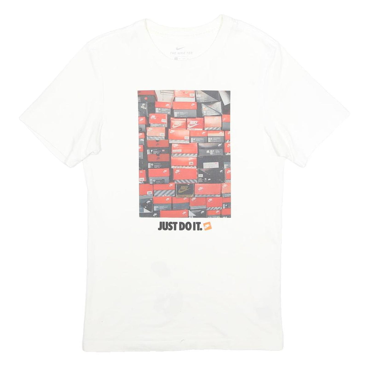 NIKE Mens White Graphic T-Shirt XS Short Sleeve Crew Neck Just Do It