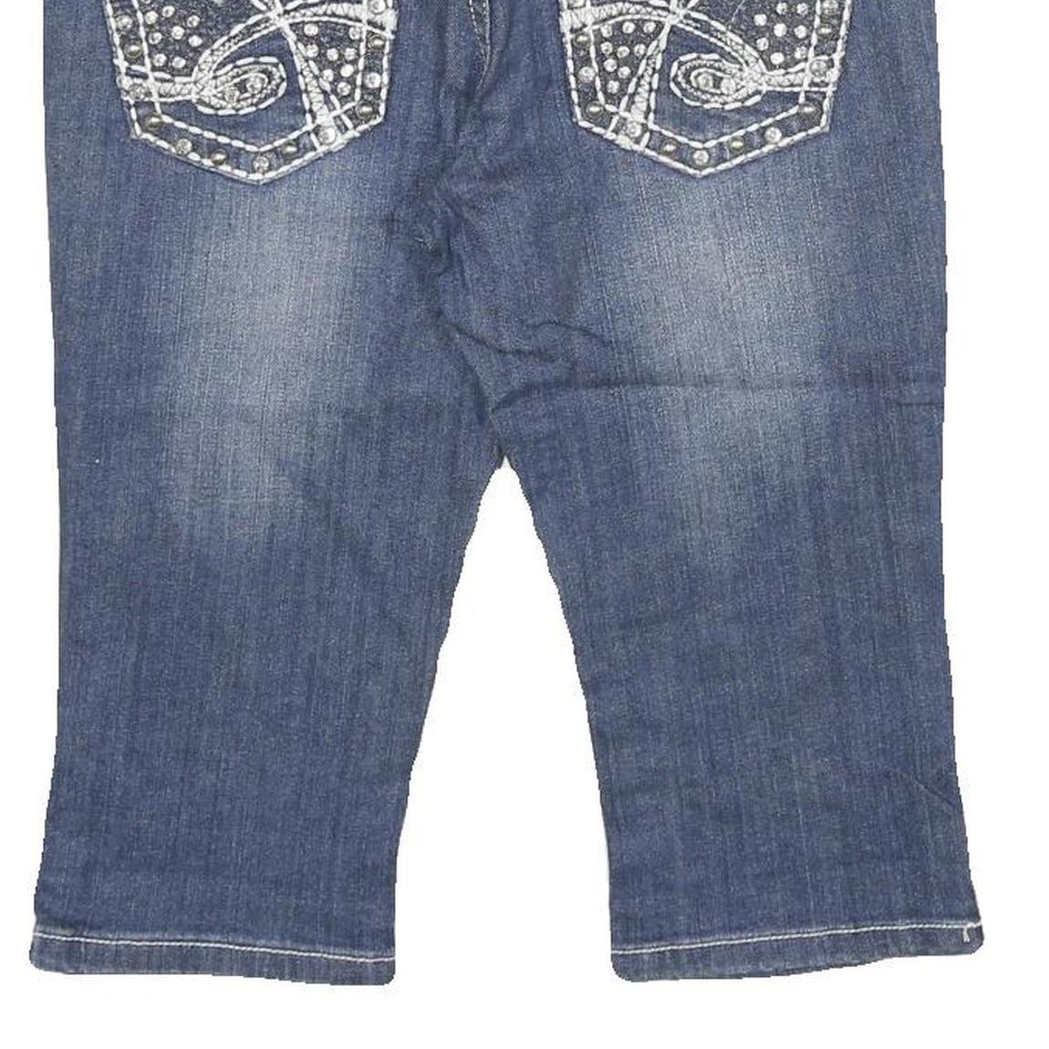 MISS CHIC Womens Denim Blue Cotton Blend Casual Shorts M W30 Stud Embellished