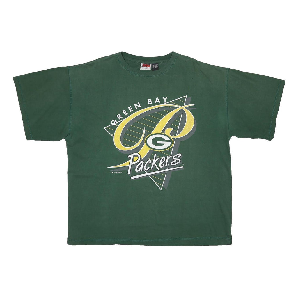 THE EDGE Mens Green Green Bay Packers Graphic T-Shirt XL Short Sleeve Crew Neck