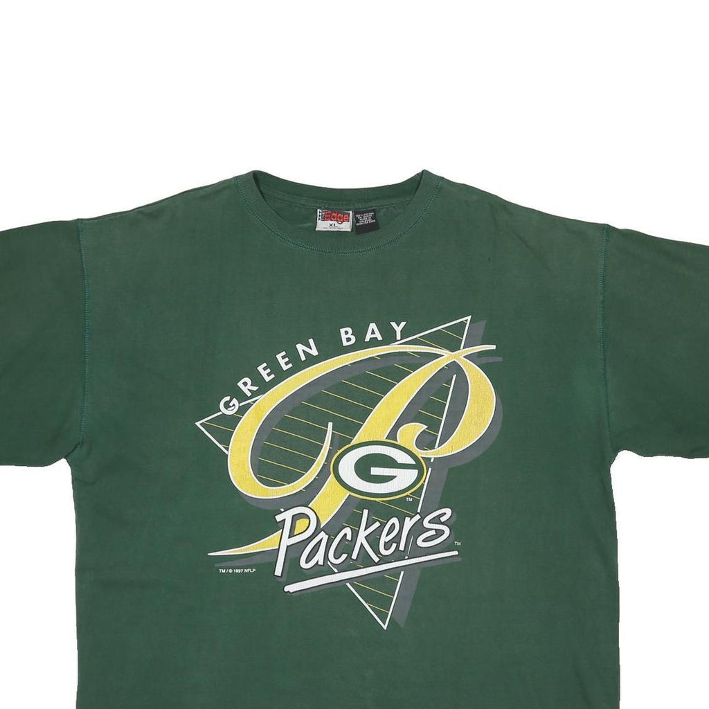 THE EDGE Mens Green Green Bay Packers Graphic T-Shirt XL Short Sleeve Crew Neck