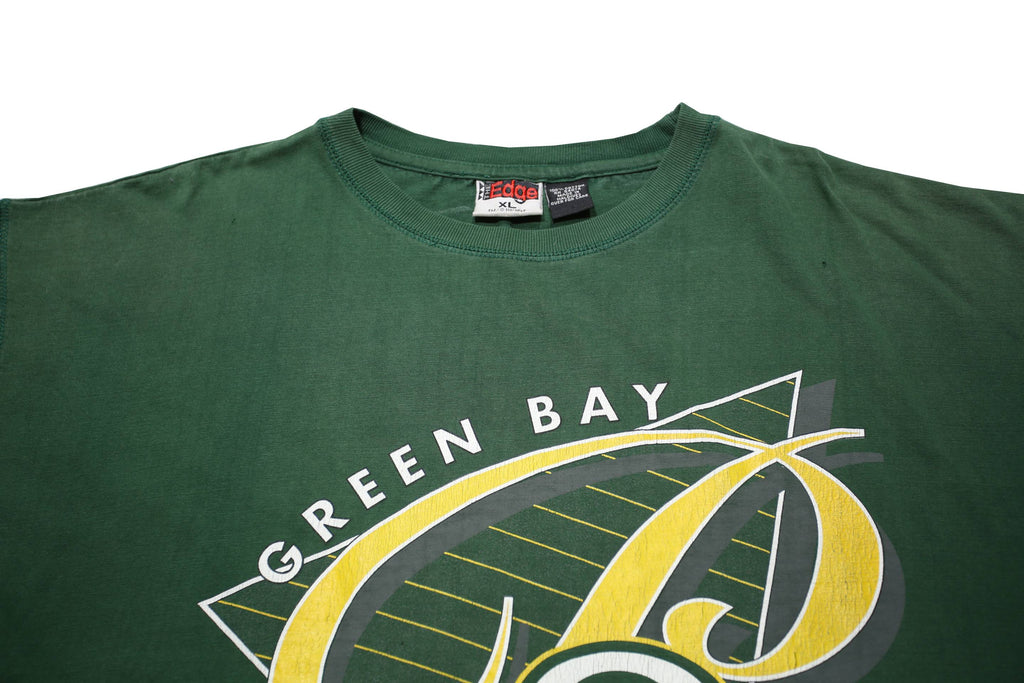THE EDGE Mens Green Green Bay Packers Graphic T-Shirt XL Short Sleeve Crew Neck