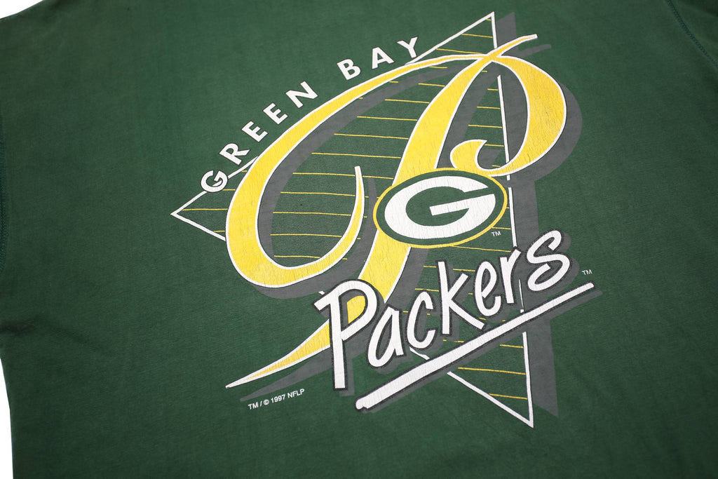 THE EDGE Mens Green Green Bay Packers Graphic T-Shirt XL Short Sleeve Crew Neck
