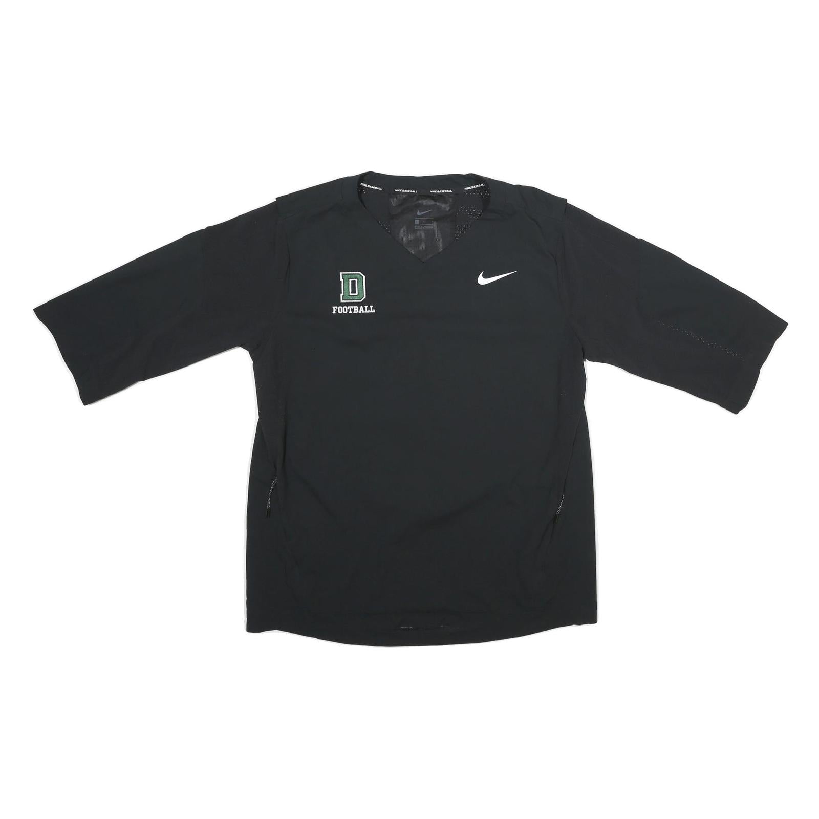 NIKE Mens Black Football V-Neck L Polyester Sweatshirt Short Sleeve Sportswear