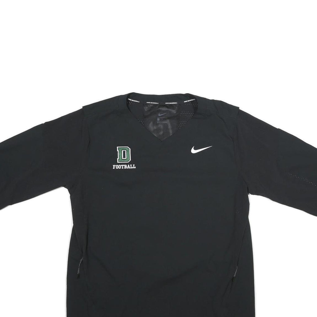 NIKE Mens Black Football V-Neck L Polyester Sweatshirt Short Sleeve Sportswear